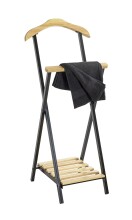 Herrendiener >47508< in natur, schwarz, Massivholz, Metall - 45x110x45cm (BxHxT)