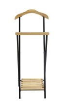 Herrendiener >47508< in natur, schwarz, Massivholz, Metall - 45x110x45cm (BxHxT)