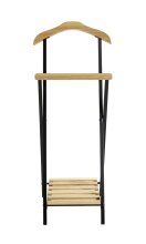 Herrendiener >47508< in natur, schwarz, Massivholz, Metall - 45x110x45cm (BxHxT)