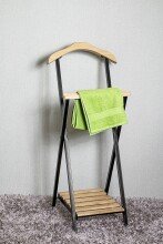 Herrendiener >47508< in natur, schwarz, Massivholz, Metall - 45x110x45cm (BxHxT)