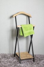 Herrendiener >47508< in natur, schwarz, Massivholz, Metall - 45x110x45cm (BxHxT)