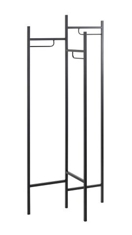 Garderobenständer >47520< in schwarz, Metall - 70x170x36cm (BxHxT)