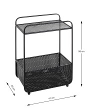 Beistelltisch >47521< in schwarz, Metall - 41x58x25cm (BxHxT)