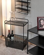 Beistelltisch >47521< in schwarz, Metall - 41x58x25cm (BxHxT)