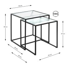 Beistelltisch >47530< (2er Set) in schwarz - 40x44x40 (BxHxT)