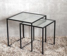 Beistelltisch >47530< (2er Set) in schwarz - 40x44x40 (BxHxT)