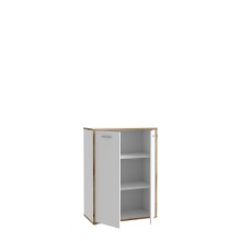 Stauraumschrank >Keflavik< in braun,weiß - 84,5x115,1x41,5cm (BxHxT)