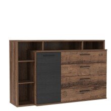 Kommode >Jacky < in braun,schwarz - 153,1x98,5x41,3cm (BxHxT)