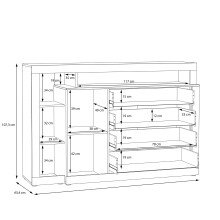 Kommode >Bellevue< in braun,schwarz - 160,5x107,3x43,4cm (BxHxT)