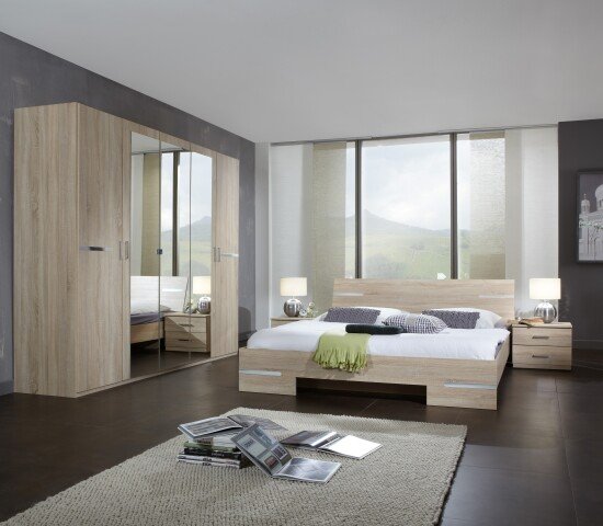 Komplettschlafzimmer >Anna< in EICHE SAEGERAU-NACHBILDUNG - 509x208x210 (BxHxT)