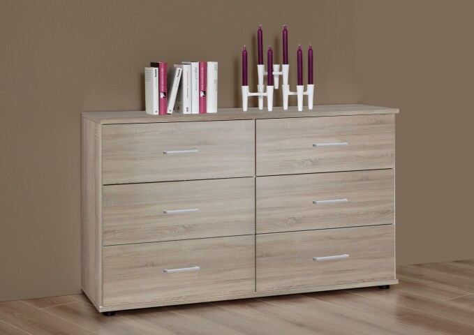 Schubkastenkommode >Anna< in EICHE SAEGERAU-NACHBILDUNG - 130x83x41cm (BxHxT)