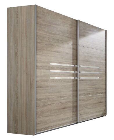 Schwebetürenschrank >Anna< in EICHE SAEGERAU-NACHBILDUNG - 225x208x65cm (BxHxT)