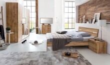 Drehtürenschrank >Anna< in PLANKENEICHE NACHBILDUNG - 225x208x58cm (BxHxT)