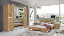 Nachtschrank >Anna< in PLANKENEICHE NACHBILDUNG - 52x40x38cm (BxHxT)