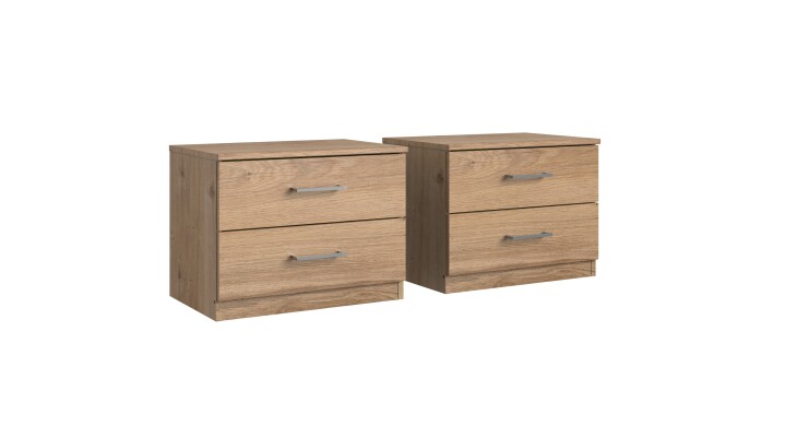 Nachtschrank >Anna< (2er-Set) in PLANKENEICHE NACHBILDUNG - 52x40x38cm (BxHxT)
