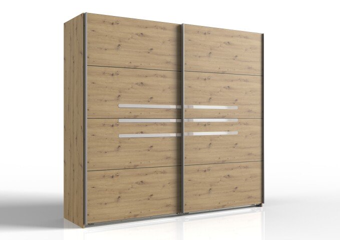 Schwebetürenschrank >Anna< in ARTISAN EICHE NACHBILDUNG - 225x208x65cm (BxHxT)