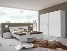 Schwebetürenschrank >Anna< in WEISS - 225x208x65cm (BxHxT)