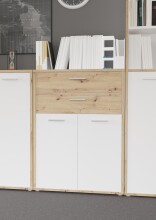 Stauraumschrank >Keflavik < in braun,weiß - 84,5x115,1x41,5cm (BxHxT)