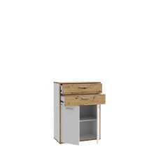 Stauraumschrank >Keflavik < in braun,weiß - 84,5x115,1x41,5cm (BxHxT)