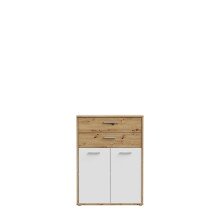 Stauraumschrank >Keflavik < in braun,weiß - 84,5x115,1x41,5cm (BxHxT)