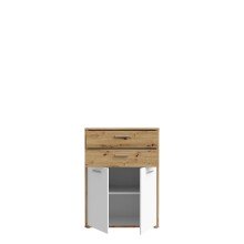 Stauraumschrank >Keflavik < in braun,weiß - 84,5x115,1x41,5cm (BxHxT)