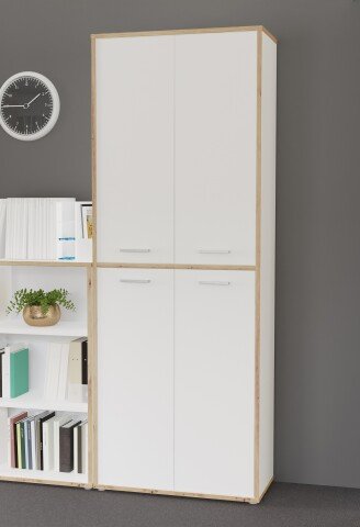Aktenschrank >Keflavik< in braun,weiß - 84,5x226,5x41,5cm (BxHxT)
