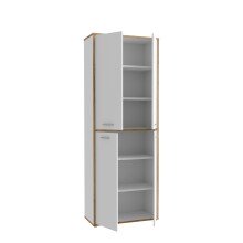 Aktenschrank >Keflavik< in braun,weiß - 84,5x226,5x41,5cm (BxHxT)