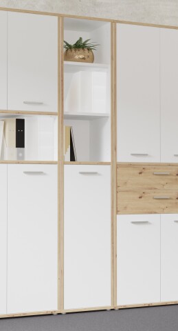 Aktenregal >Keflavik< in braun,weiß - 44,8x226,5x41,5cm (BxHxT)