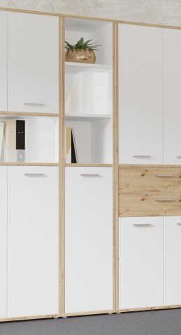 Aktenregal >Keflavik< in braun,weiß - 44,8x226,5x41,5cm (BxHxT)