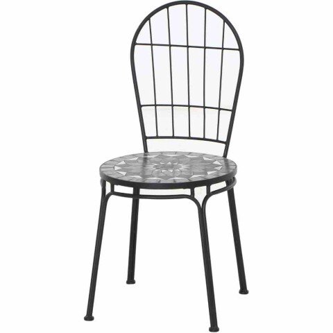 Gartenstuhl >Como< in matt schwarz, dunkgelgrau  - 49x93,5x43 (BxHxT)