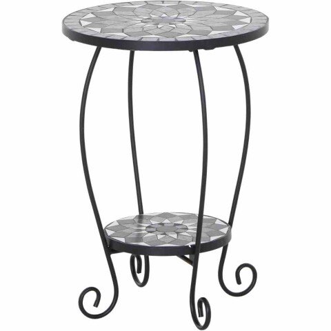 Blumentisch >Como< in matt schwarz, dunkelgrau - 41x59x41 (BxHxT)