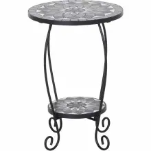 Blumentisch >Como< in matt schwarz, dunkelgrau -...