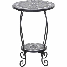 Blumentisch >Como< in matt schwarz, dunkelgrau - 41x59x41 (BxHxT)