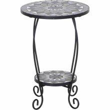 Blumentisch >Como< in matt schwarz, dunkelgrau - 41x59x41 (BxHxT)