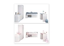 Komplettschlafzimmer >Smoozy 36< Set mit Absetzungen in Rosa oder Blau
