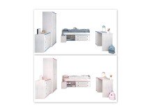 Komplettschlafzimmer >Smoozy 36< Set mit Absetzungen in Rosa oder Blau