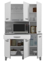 Küchenbuffet >Essential 22< in Weiss / Alu - 120x185x40cm (BxHxT)