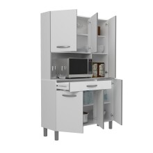 Küchenbuffet >Essential 22< in Weiss / Alu - 120x185x40cm (BxHxT)