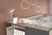 Hochbett >Stim 2< in Eiche / Grau - 280x142x119cm (LxHxT)
