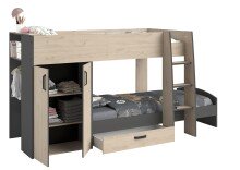 Hochbett >Stim 2< in Eiche / Grau - 280x142x119cm (LxHxT)