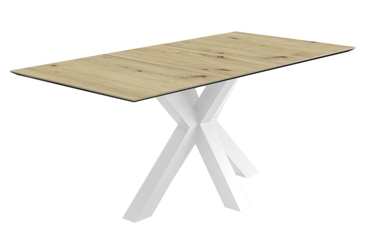 Kulissen-Esstisch >Big System< in weiß matt lack / asteiche - 160x76x90 (BxHxT)