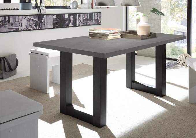 Kulissen-Esstisch >Big System< in schwarzstahl / graphit - 160x77x90cm (BxHxT)