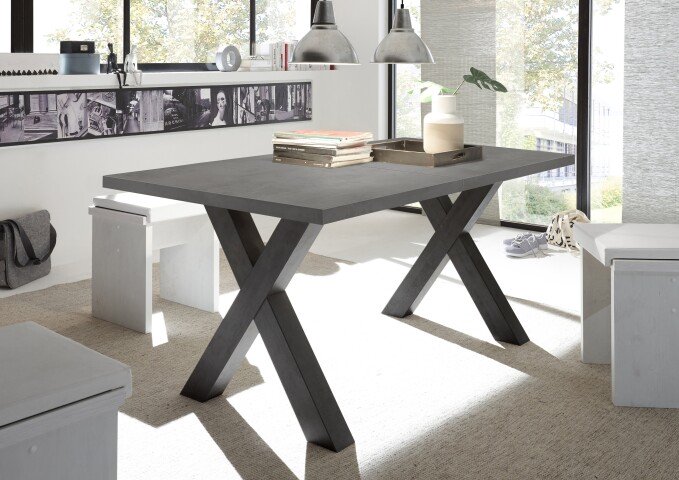Kulissen-Esstisch >Big System< in schwarzstahl / graphit - 160x77x90cm (BxHxT)
