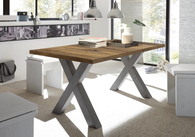 Kulissen-Esstisch >Big System< in graphit / plankeneiche - 160x77x90cm (BxHxT)