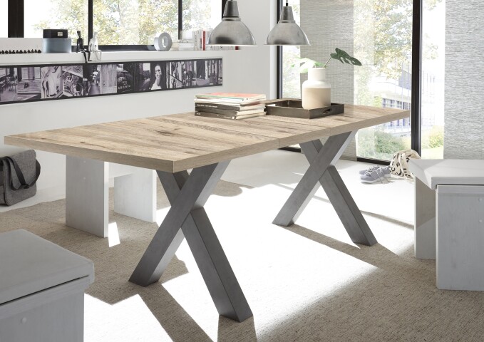 Kulissen-Esstisch >Big System< in graphit / sandeiche - 160x77x90cm (BxHxT)