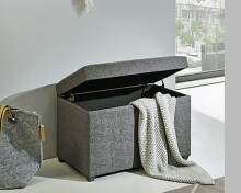 Sitztruhe >52126< in anthrazit, MDF, Textilgewebe - 58x42x39cm (BxHxT)