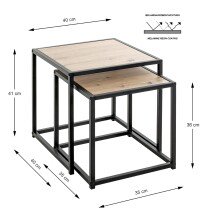 Beistelltisch >52409< (2er Set) in eiche, schwarz -...