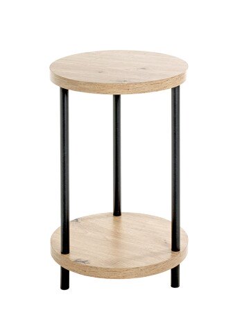 Beistelltisch >52412< in eiche, schwarz, MDF, Metall - 50x30cm (HxD)