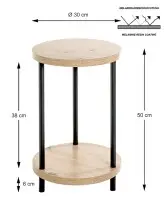 Beistelltisch >52412< in eiche, schwarz, MDF,...