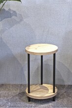 Beistelltisch >52412< in eiche, schwarz, MDF, Metall - 50x30cm (HxD)